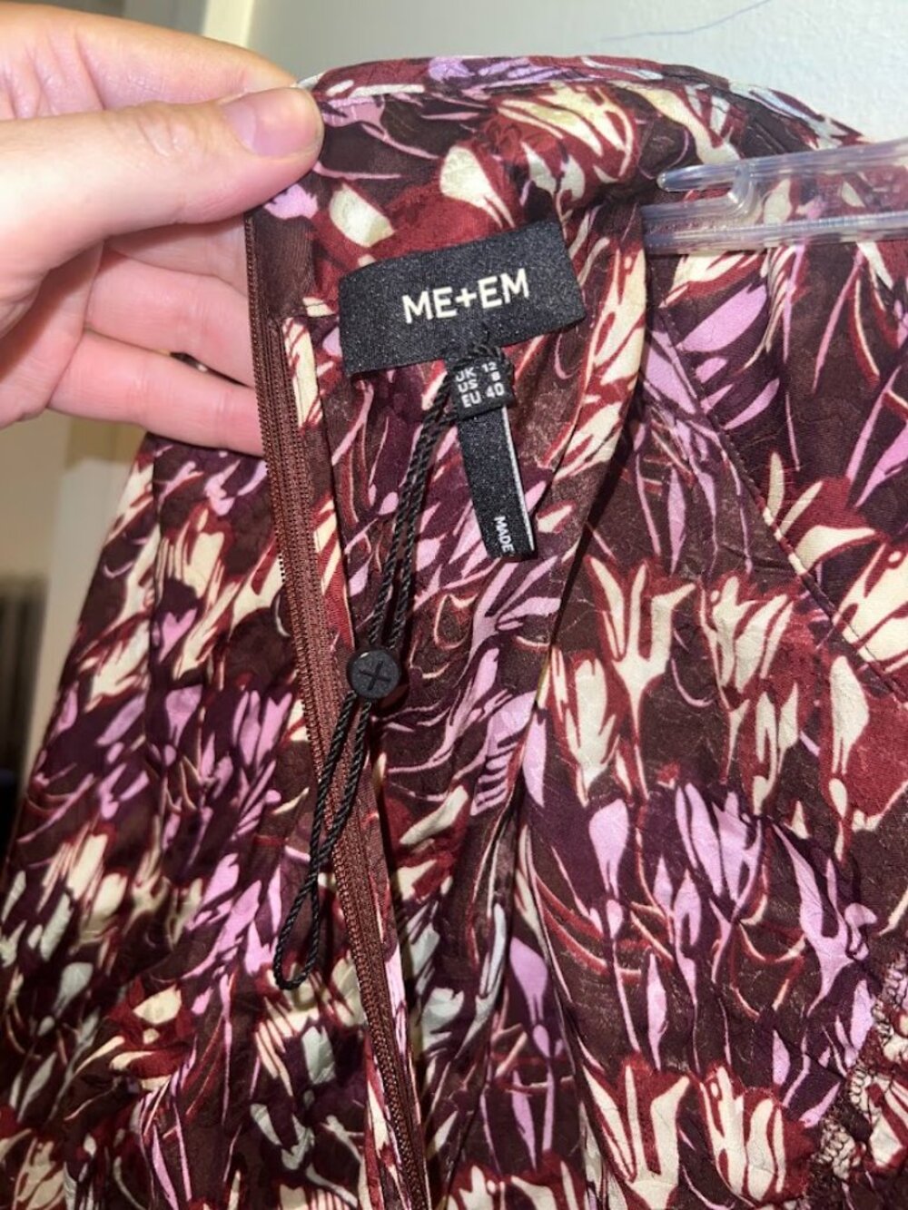 ME+EM Tulip Print Midi Dress, Pink/Brown Multicolor - Size 8 - Picture 8 of 9